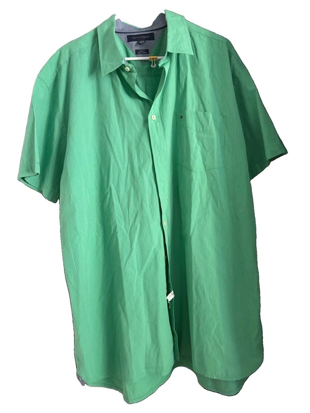 Tommy Hilfiger Men’s Green Striped Button Down Shirt XXL